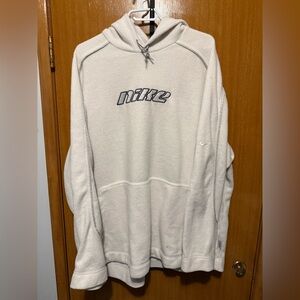 Nike Men's Cream Hoodie with Gray Logo